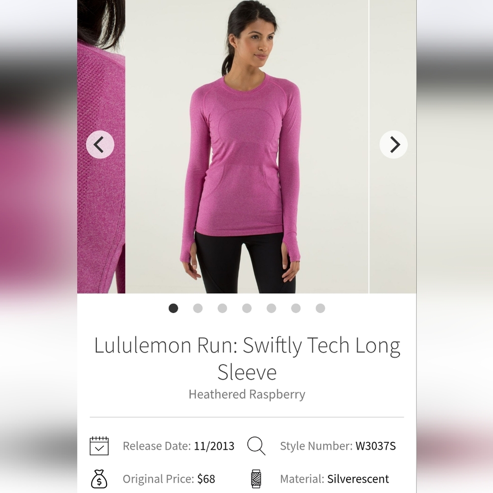 Lululemon Swiftly Long Sleeve Heathered Raspberry Size 10